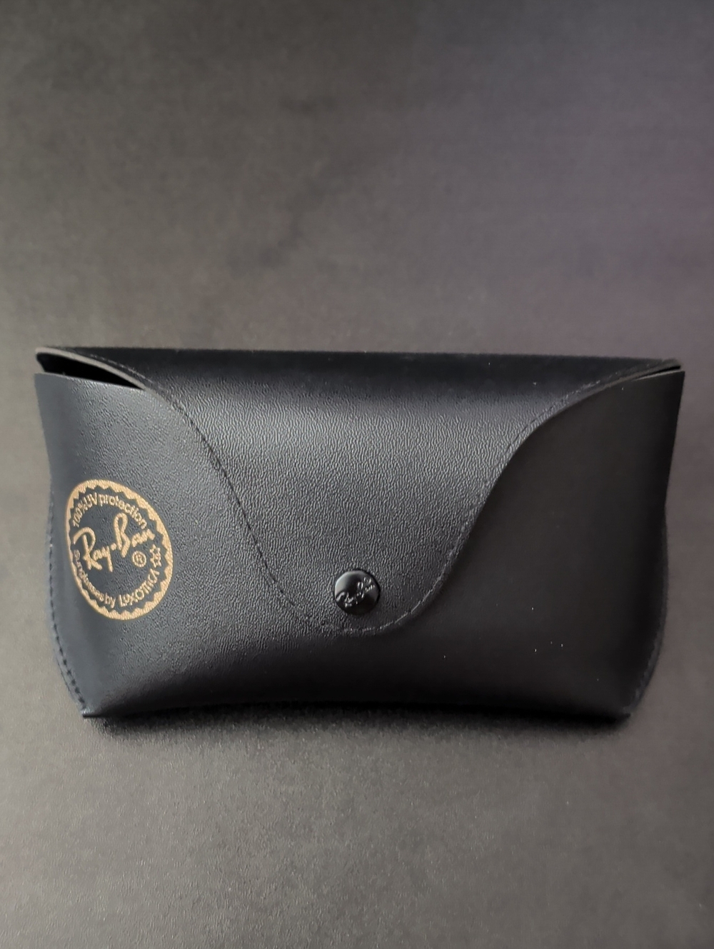 Ray-Ban Black Leather-like Case w/ Gold Logo For Wrap Around/Large Sunglasses